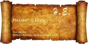 Haider Eliza névjegykártya